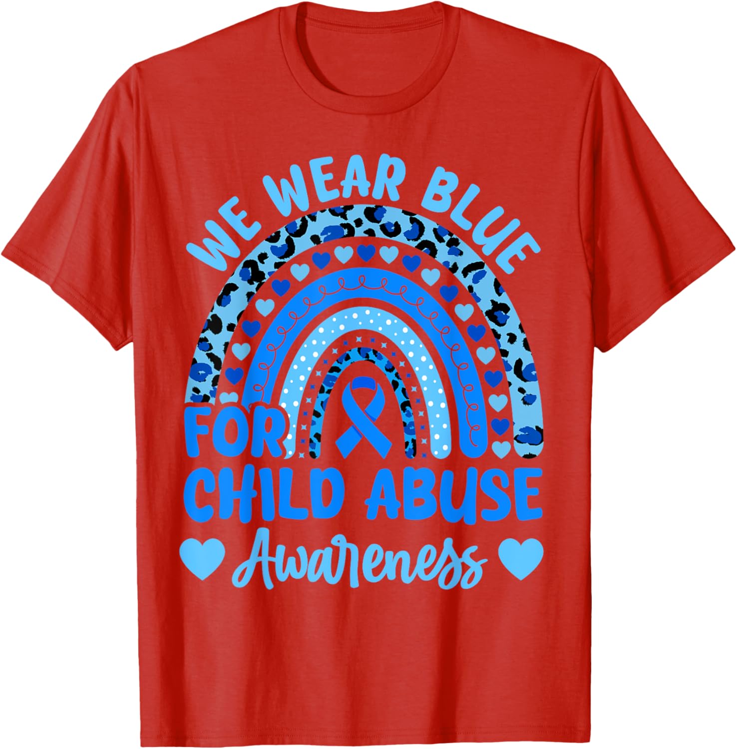 We Wear Blue for Child Abuse Awareness Blue Ribbon Groovy T-Shirt