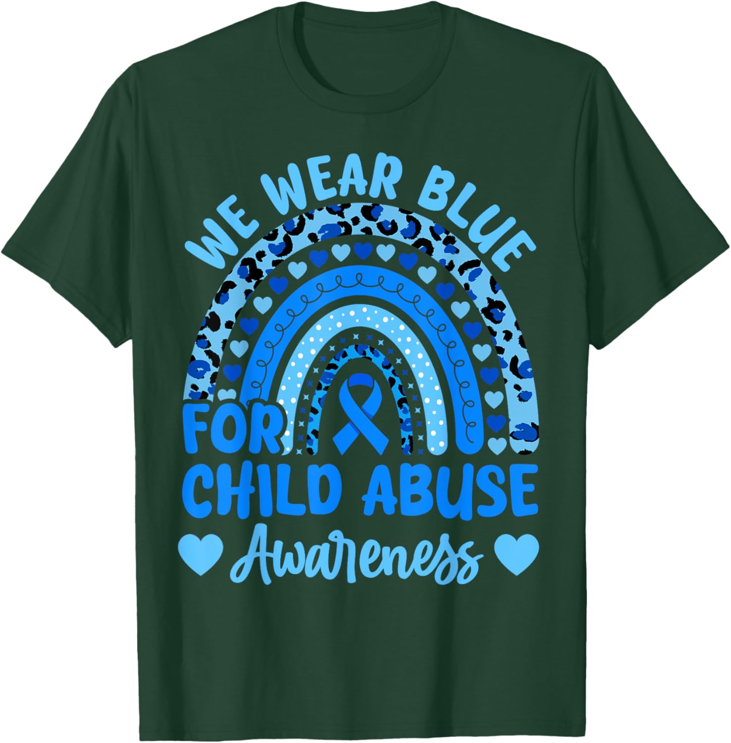 We Wear Blue for Child Abuse Awareness Blue Ribbon Groovy T-Shirt