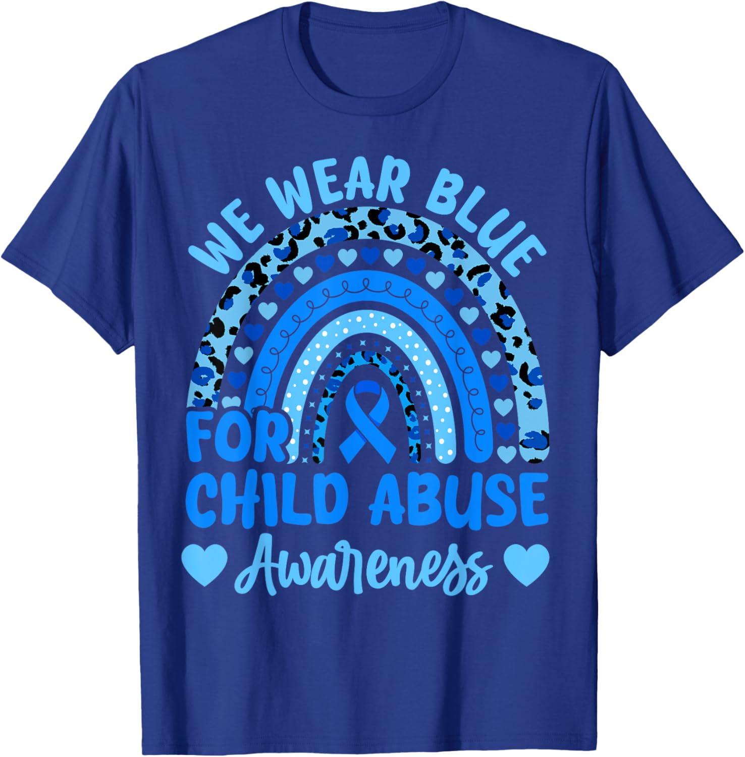 We Wear Blue for Child Abuse Awareness Blue Ribbon Groovy T-Shirt