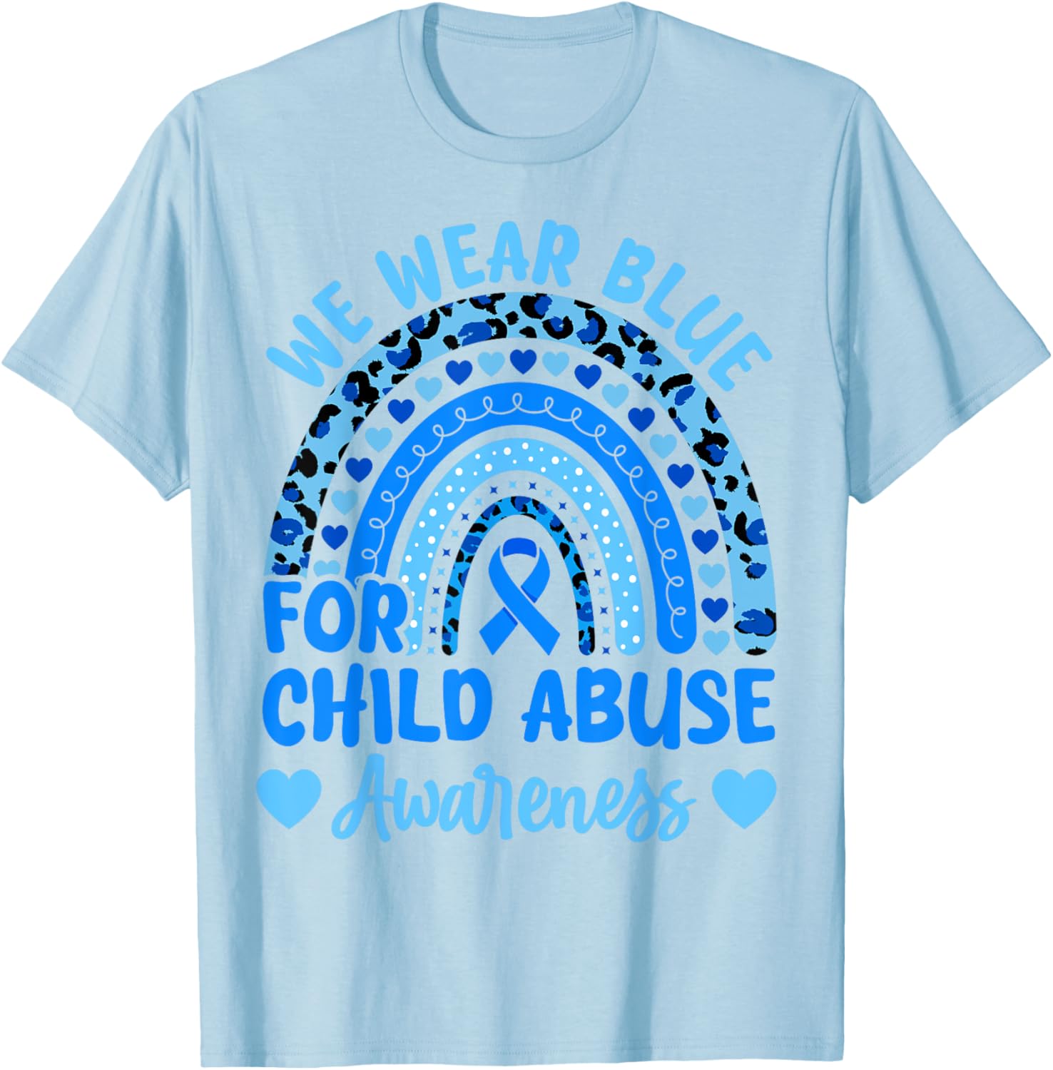 We Wear Blue for Child Abuse Awareness Blue Ribbon Groovy T-Shirt