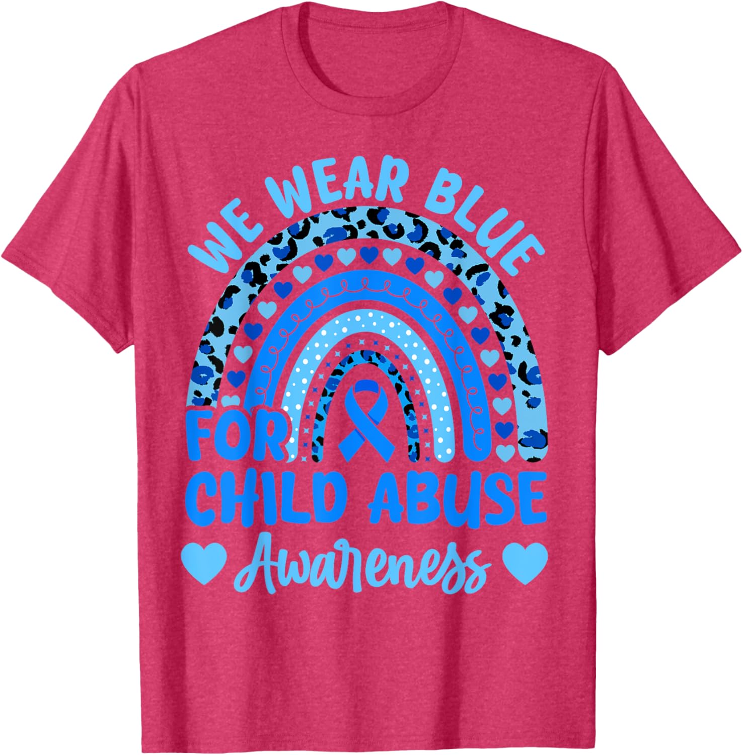 We Wear Blue for Child Abuse Awareness Blue Ribbon Groovy T-Shirt