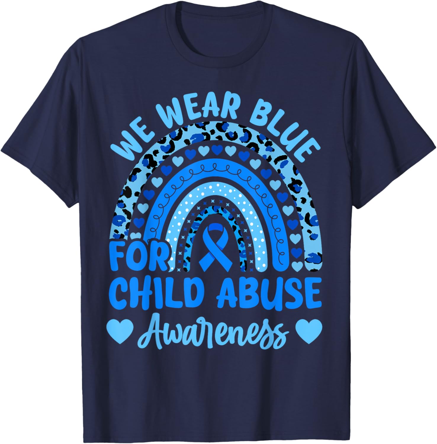 We Wear Blue for Child Abuse Awareness Blue Ribbon Groovy T-Shirt