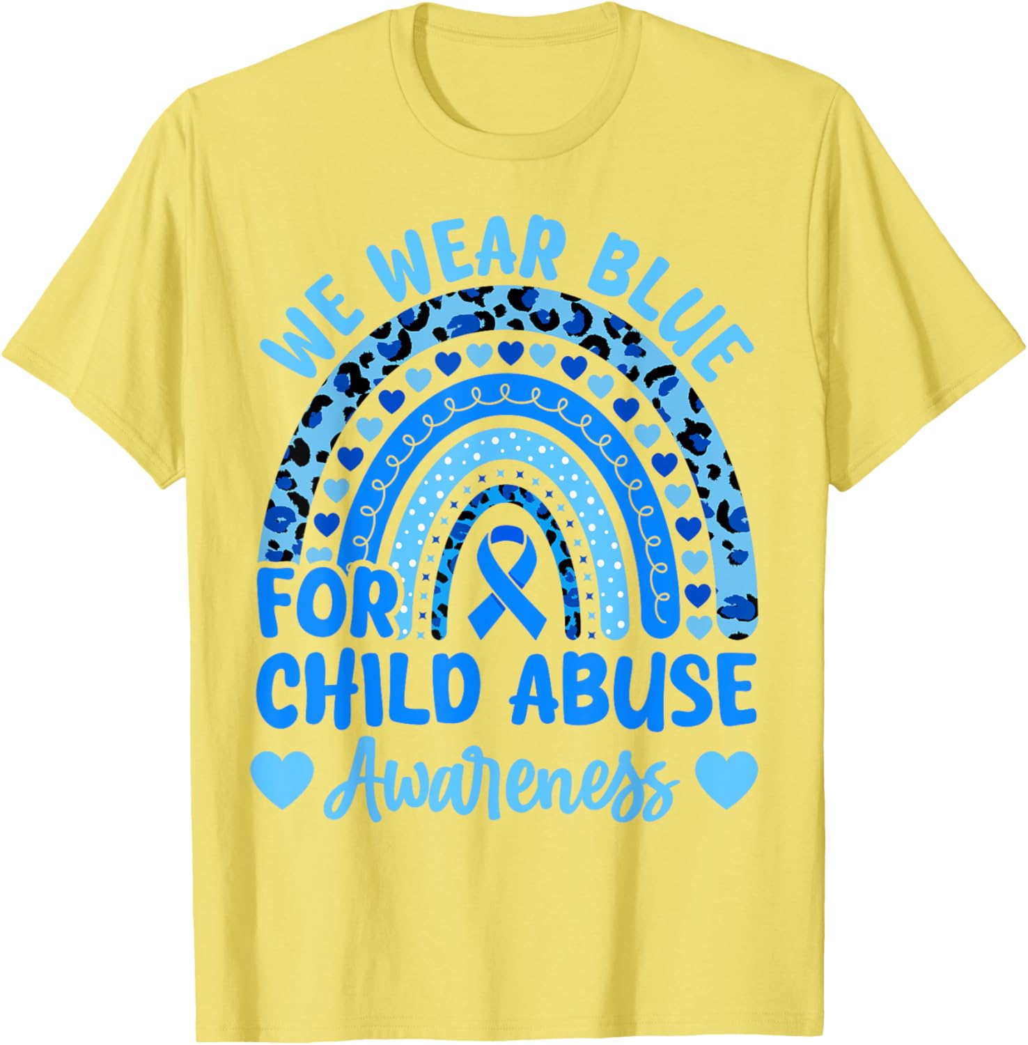 We Wear Blue for Child Abuse Awareness Blue Ribbon Groovy T-Shirt