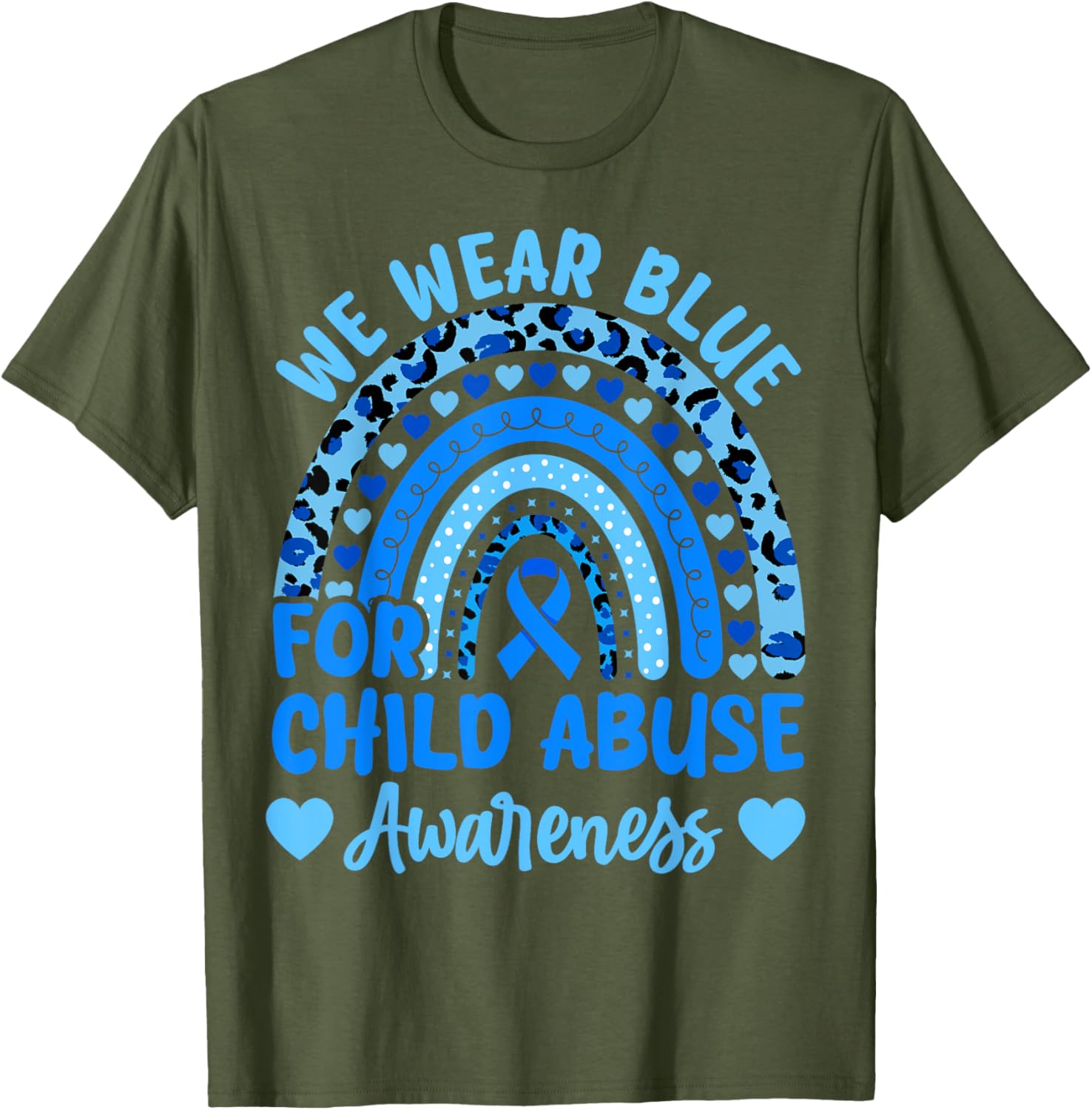 We Wear Blue for Child Abuse Awareness Blue Ribbon Groovy T-Shirt