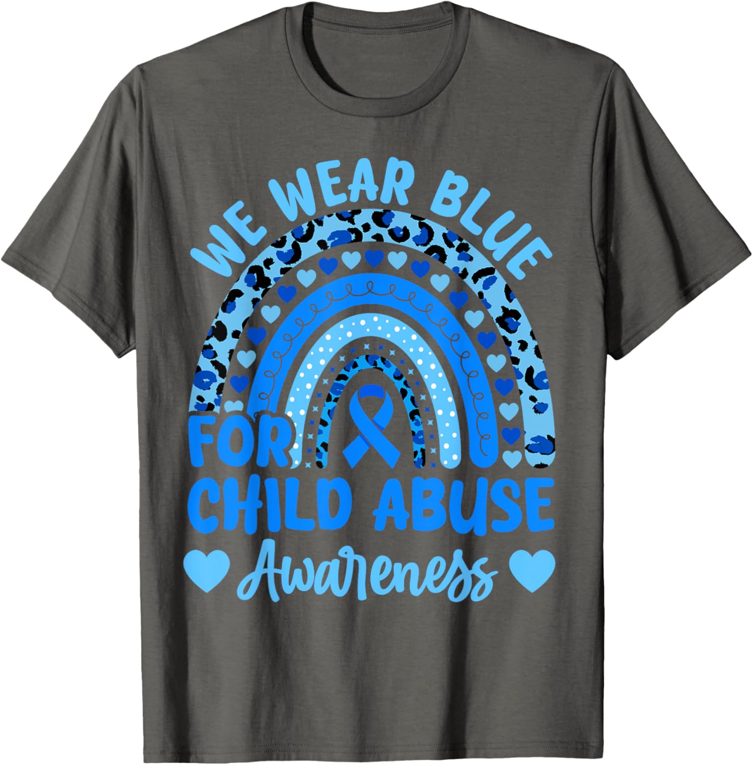 We Wear Blue for Child Abuse Awareness Blue Ribbon Groovy T-Shirt