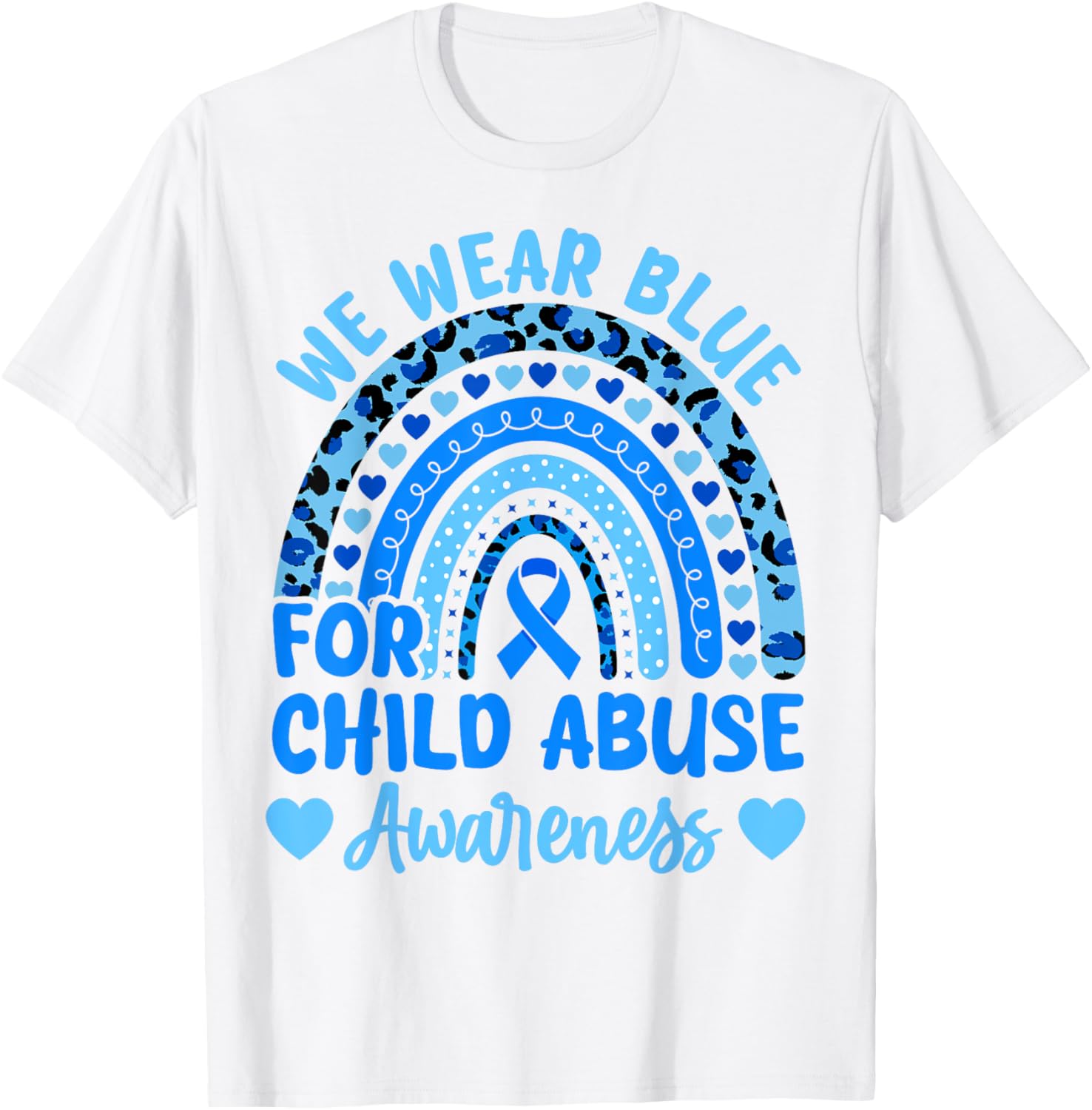 We Wear Blue for Child Abuse Awareness Blue Ribbon Groovy T-Shirt