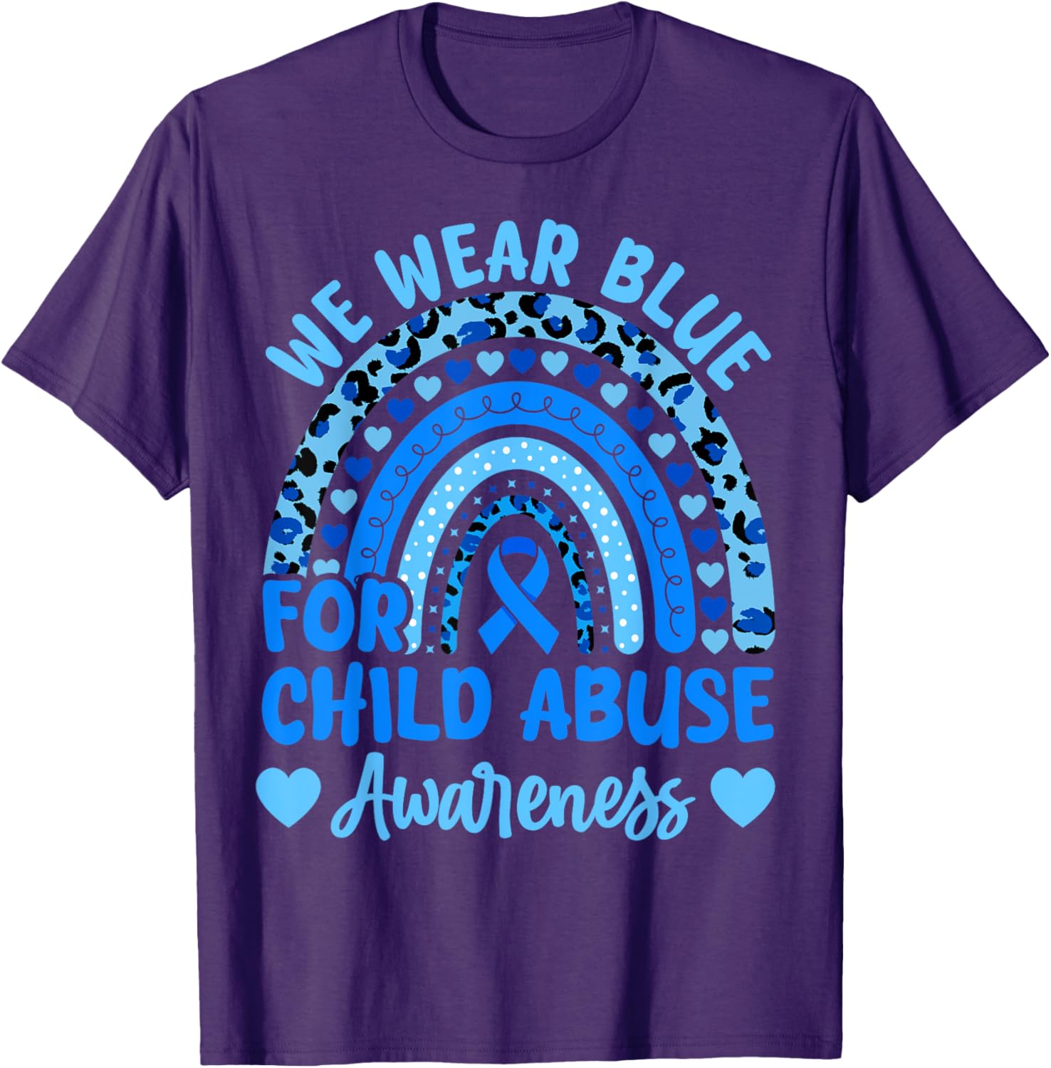 We Wear Blue for Child Abuse Awareness Blue Ribbon Groovy T-Shirt