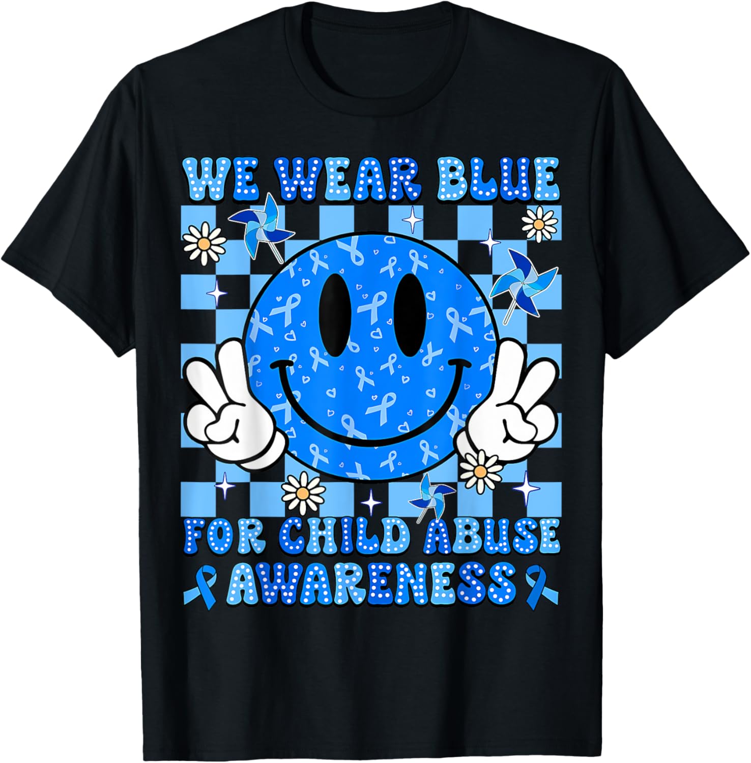 We Wear Blue For Child Abuse Prevention Awareness Peace T-Shirt