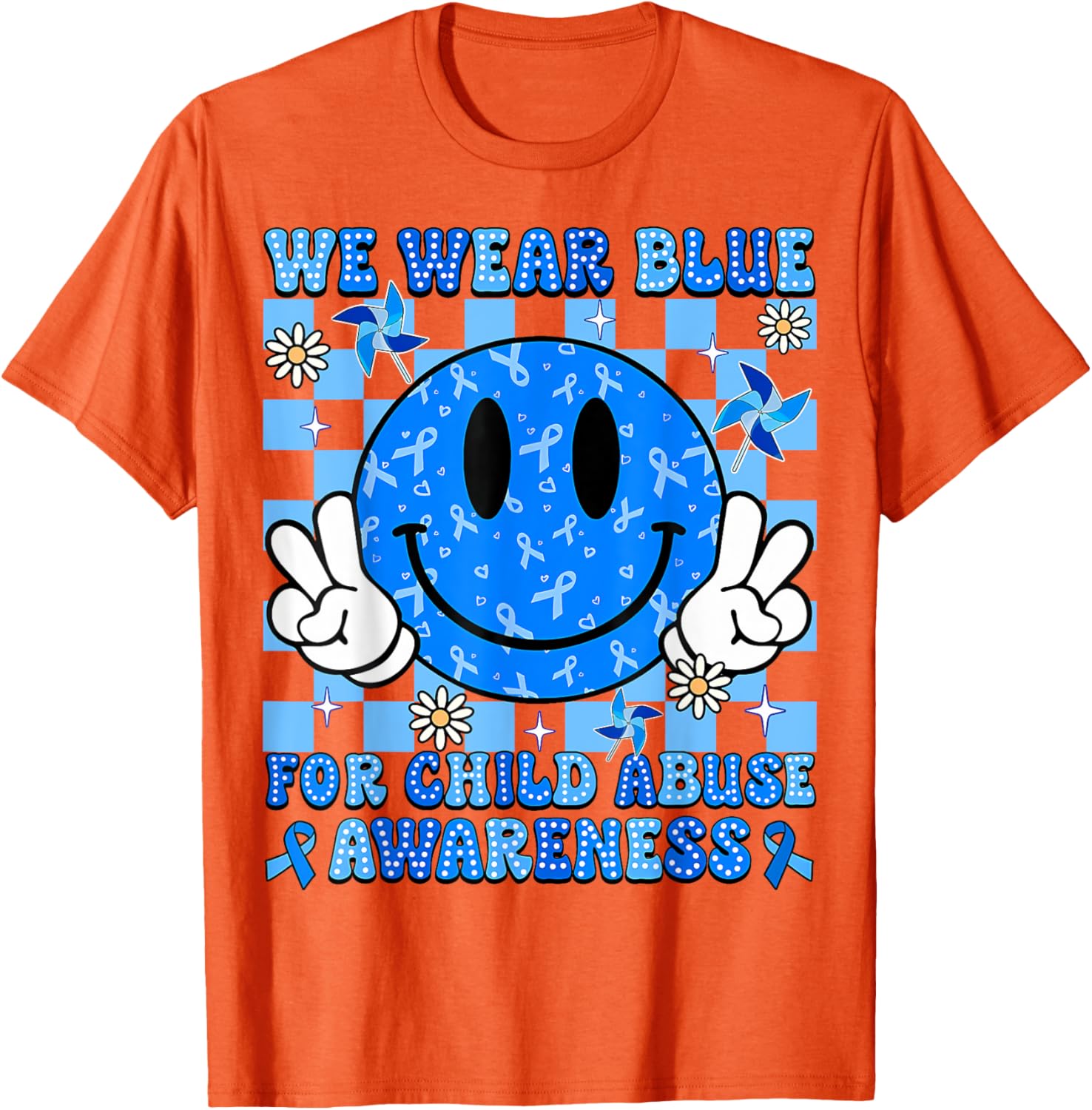 We Wear Blue For Child Abuse Prevention Awareness Peace T-Shirt