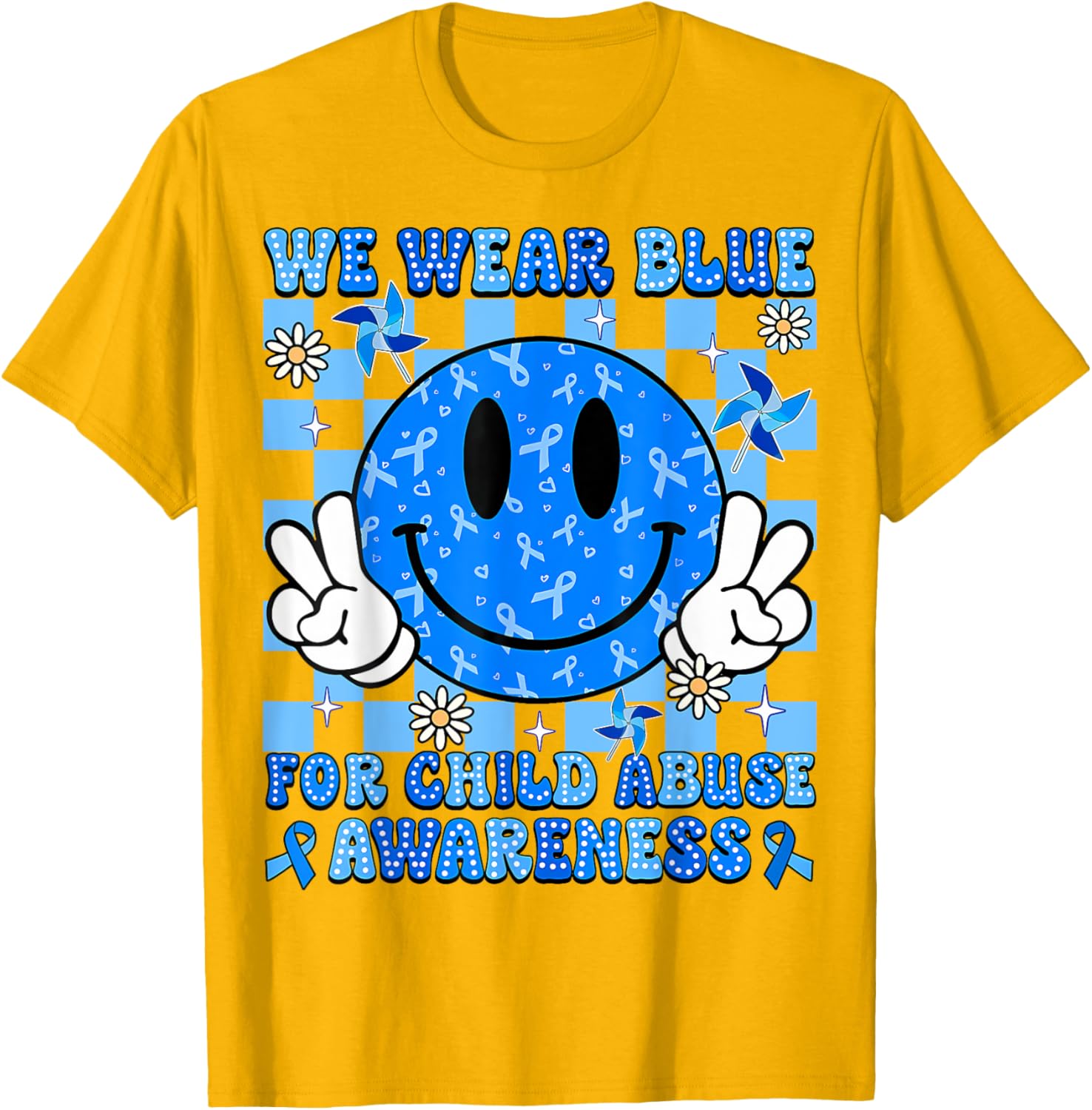 We Wear Blue For Child Abuse Prevention Awareness Peace T-Shirt