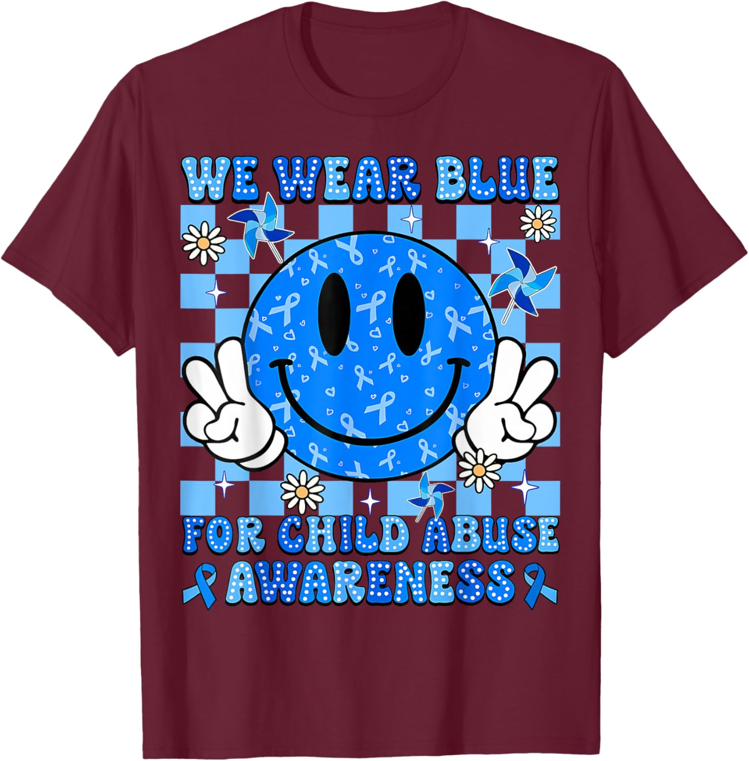 We Wear Blue For Child Abuse Prevention Awareness Peace T-Shirt