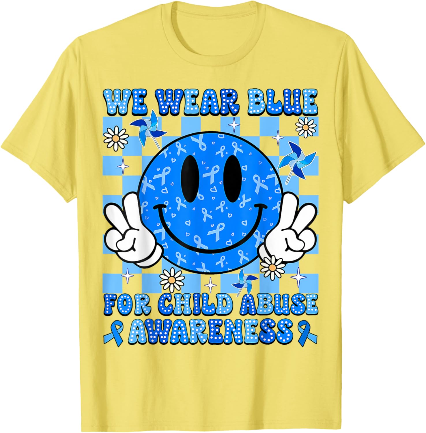 We Wear Blue For Child Abuse Prevention Awareness Peace T-Shirt