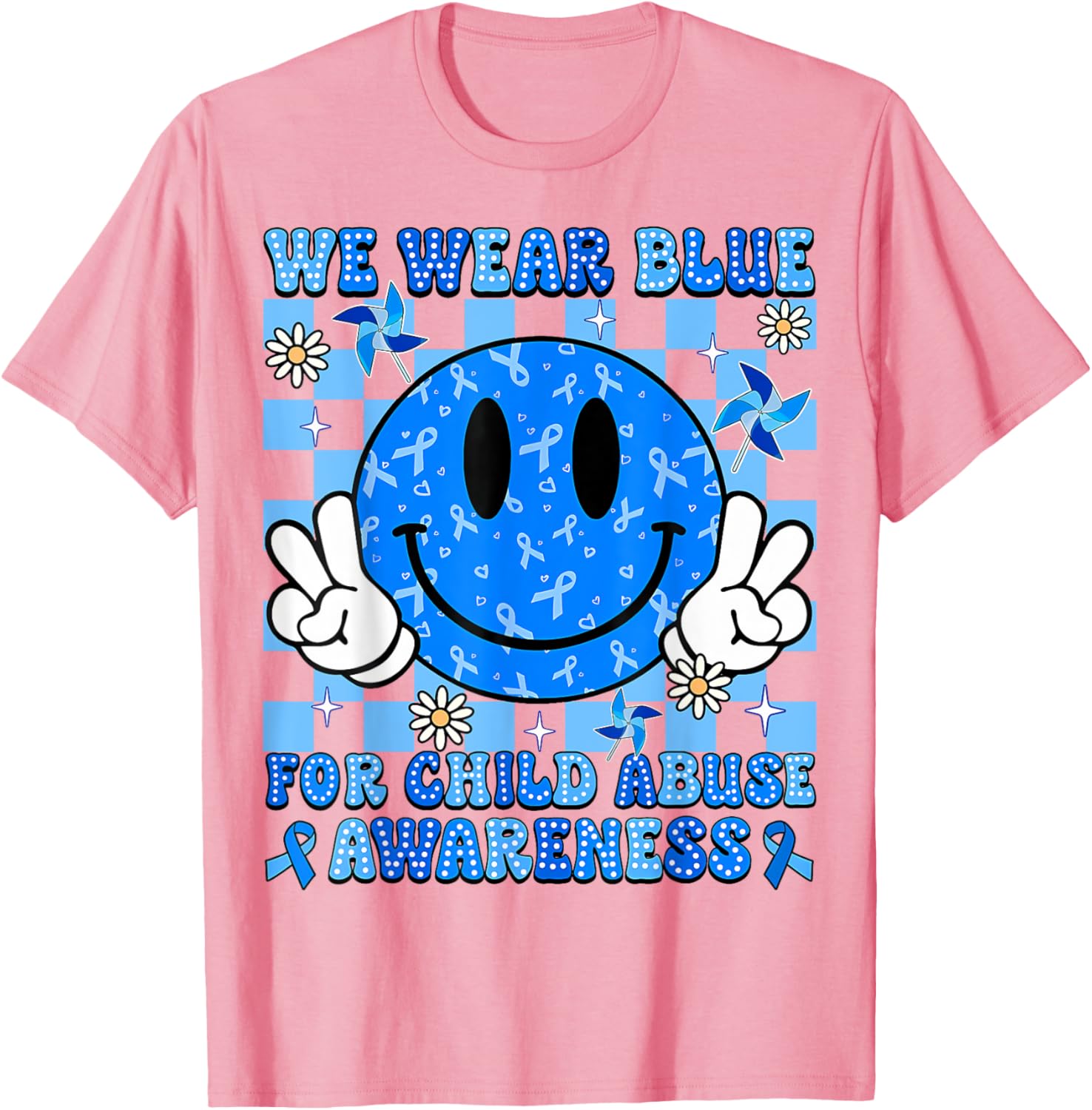 We Wear Blue For Child Abuse Prevention Awareness Peace T-Shirt