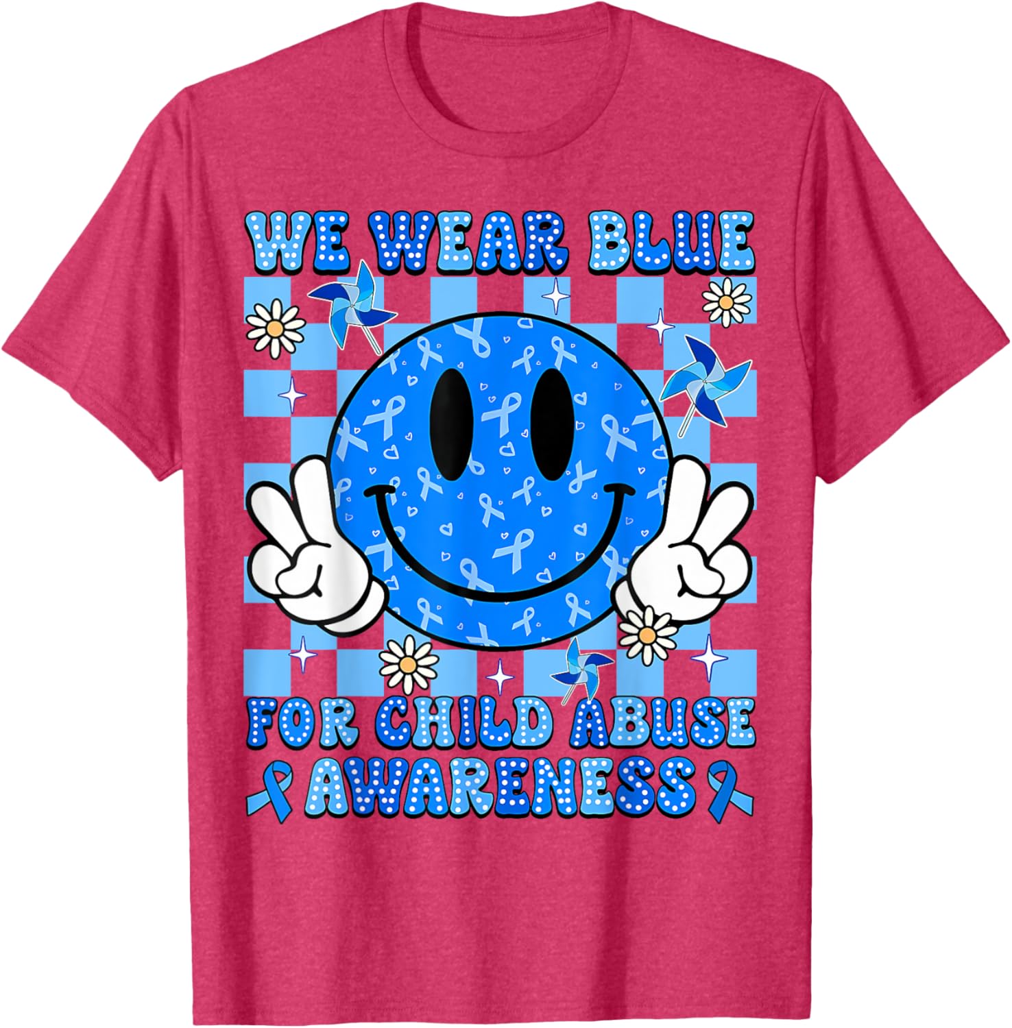 We Wear Blue For Child Abuse Prevention Awareness Peace T-Shirt