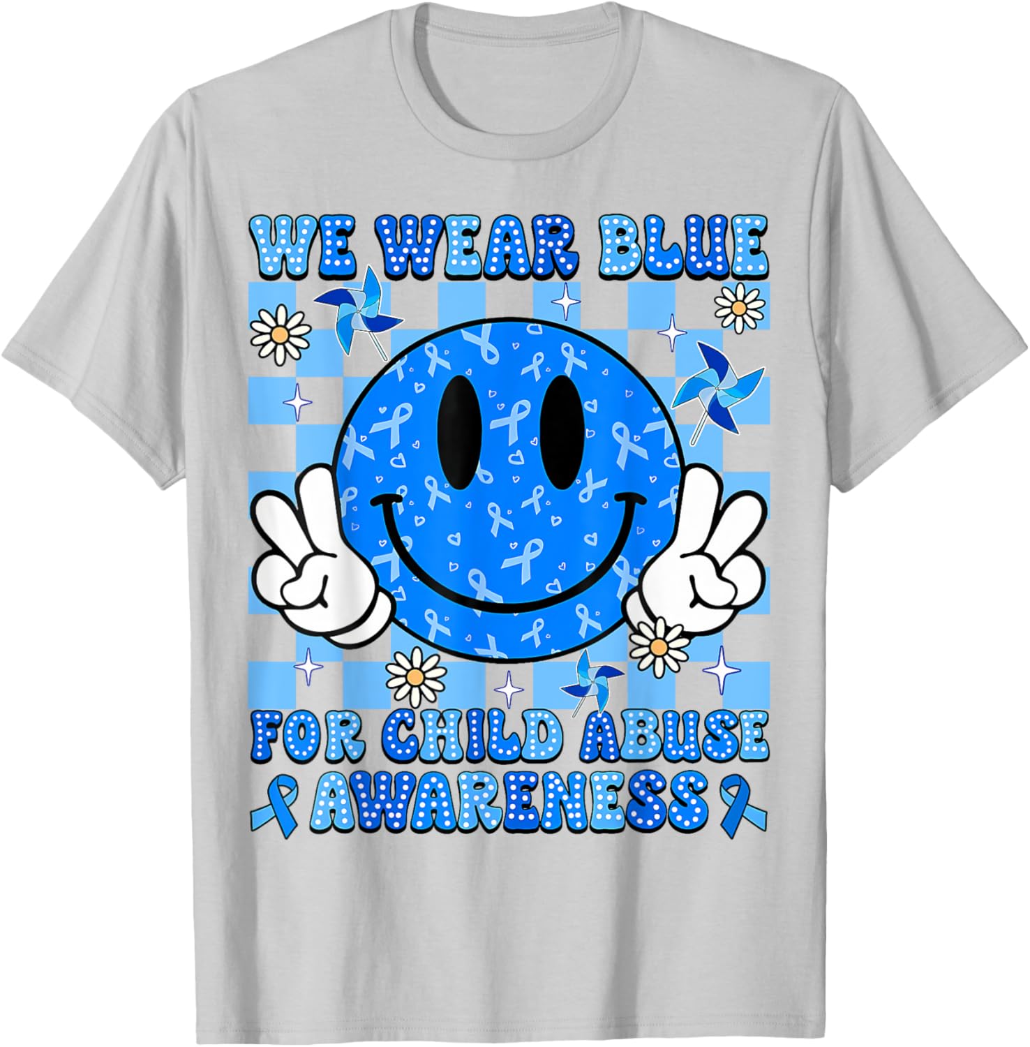 We Wear Blue For Child Abuse Prevention Awareness Peace T-Shirt
