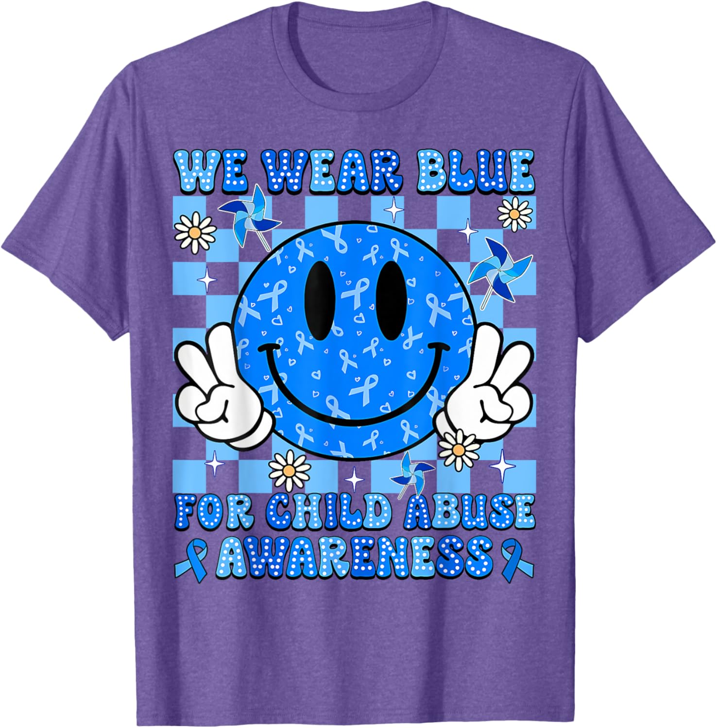 We Wear Blue For Child Abuse Prevention Awareness Peace T-Shirt