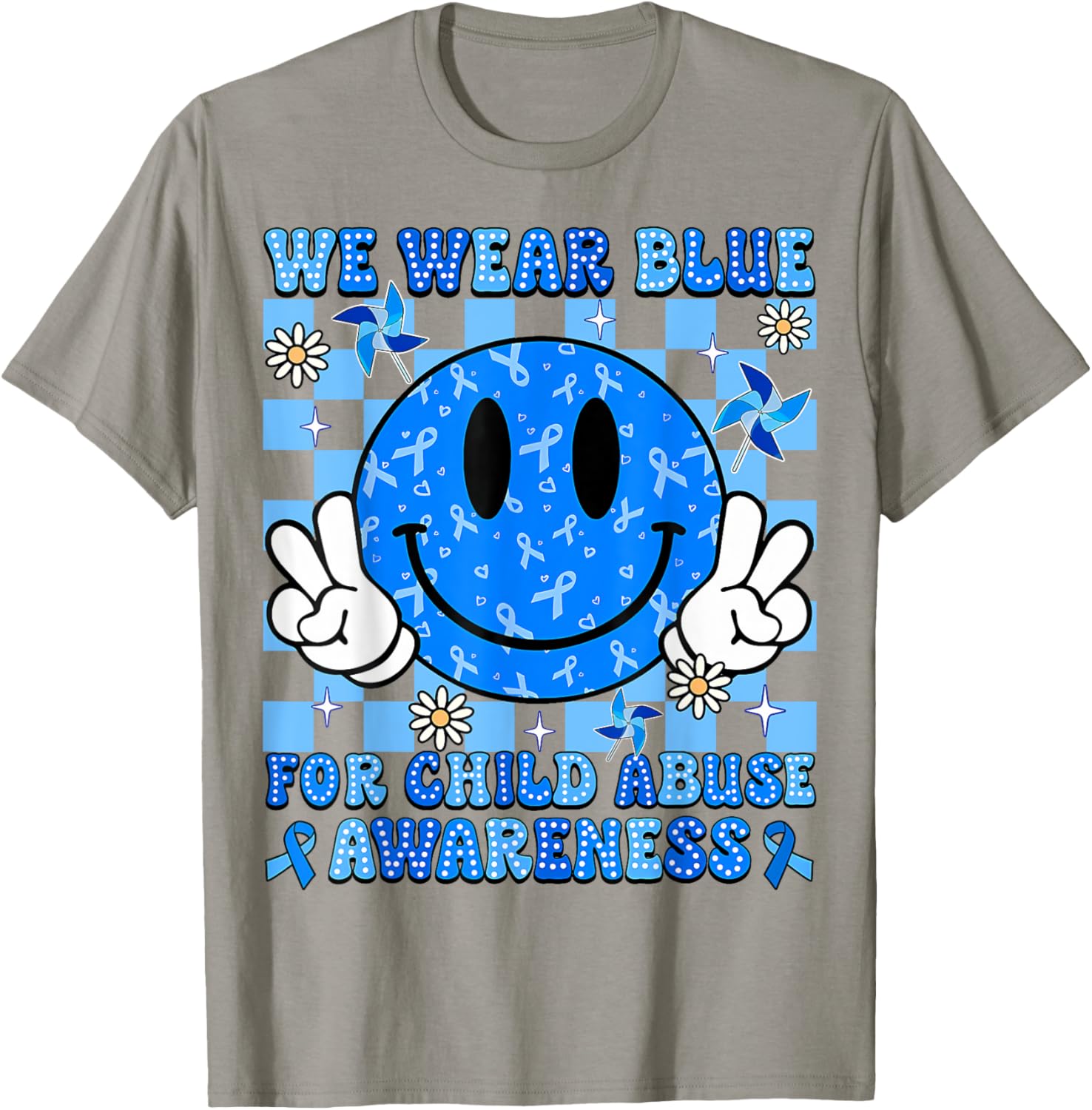 We Wear Blue For Child Abuse Prevention Awareness Peace T-Shirt