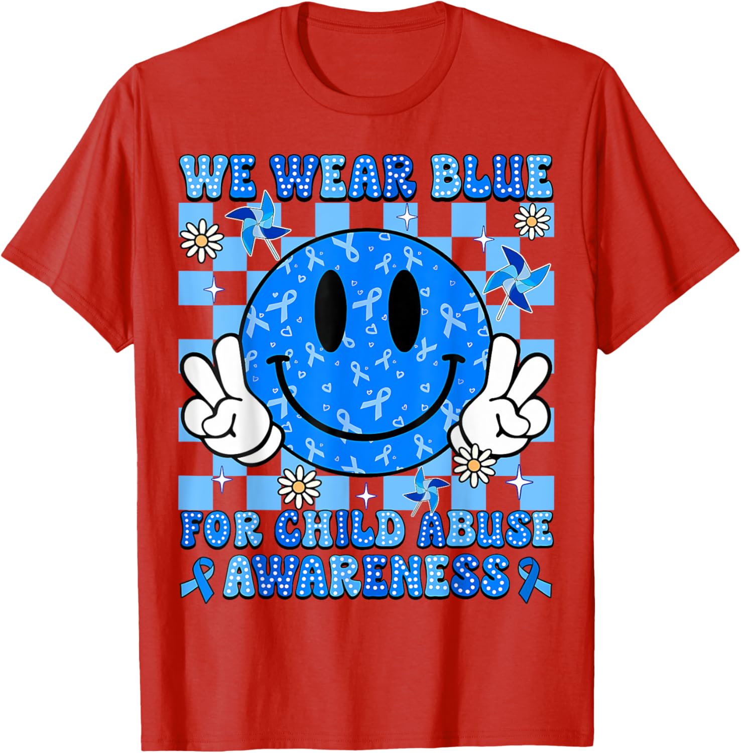 We Wear Blue For Child Abuse Prevention Awareness Peace T-Shirt