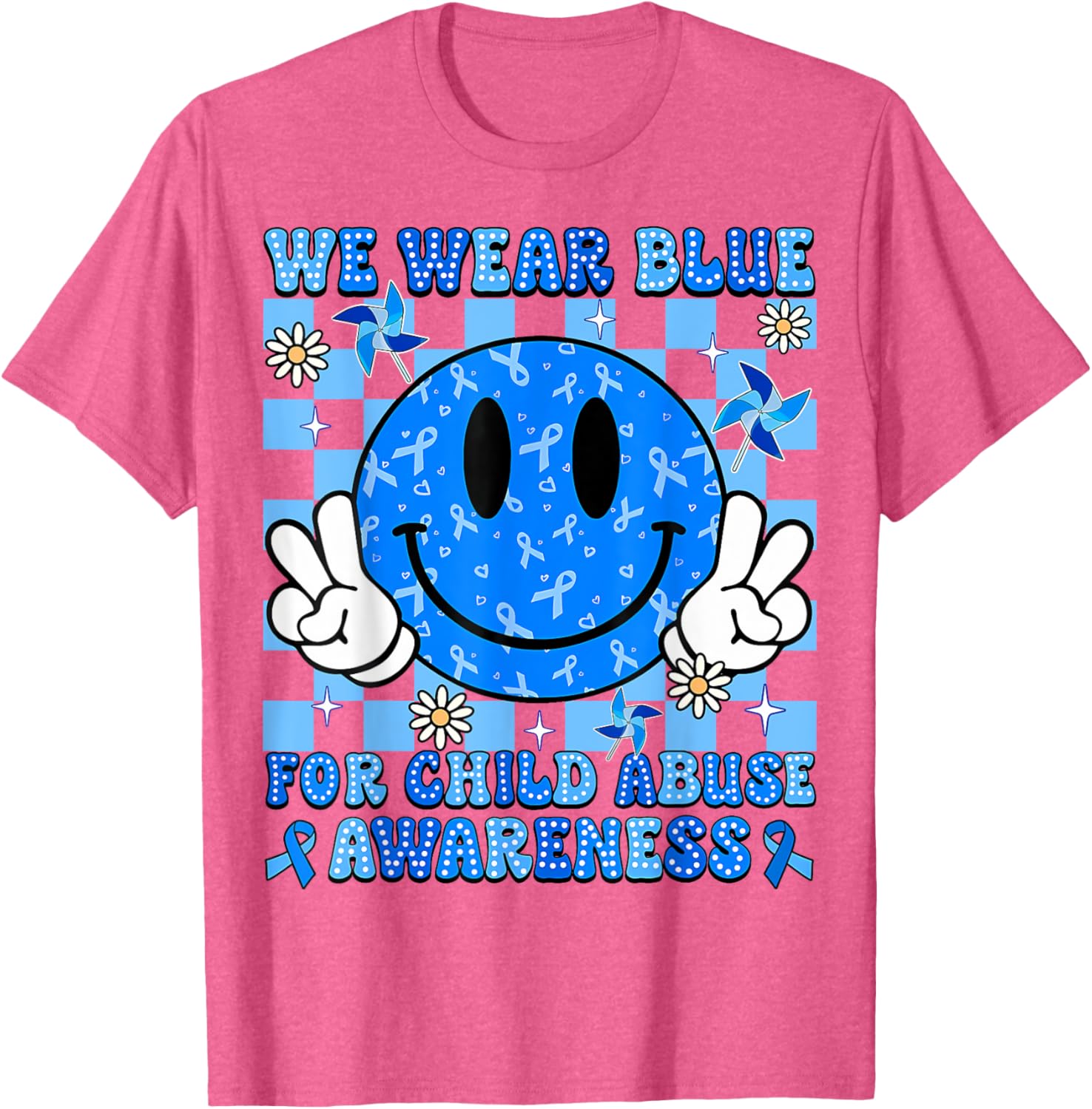 We Wear Blue For Child Abuse Prevention Awareness Peace T-Shirt
