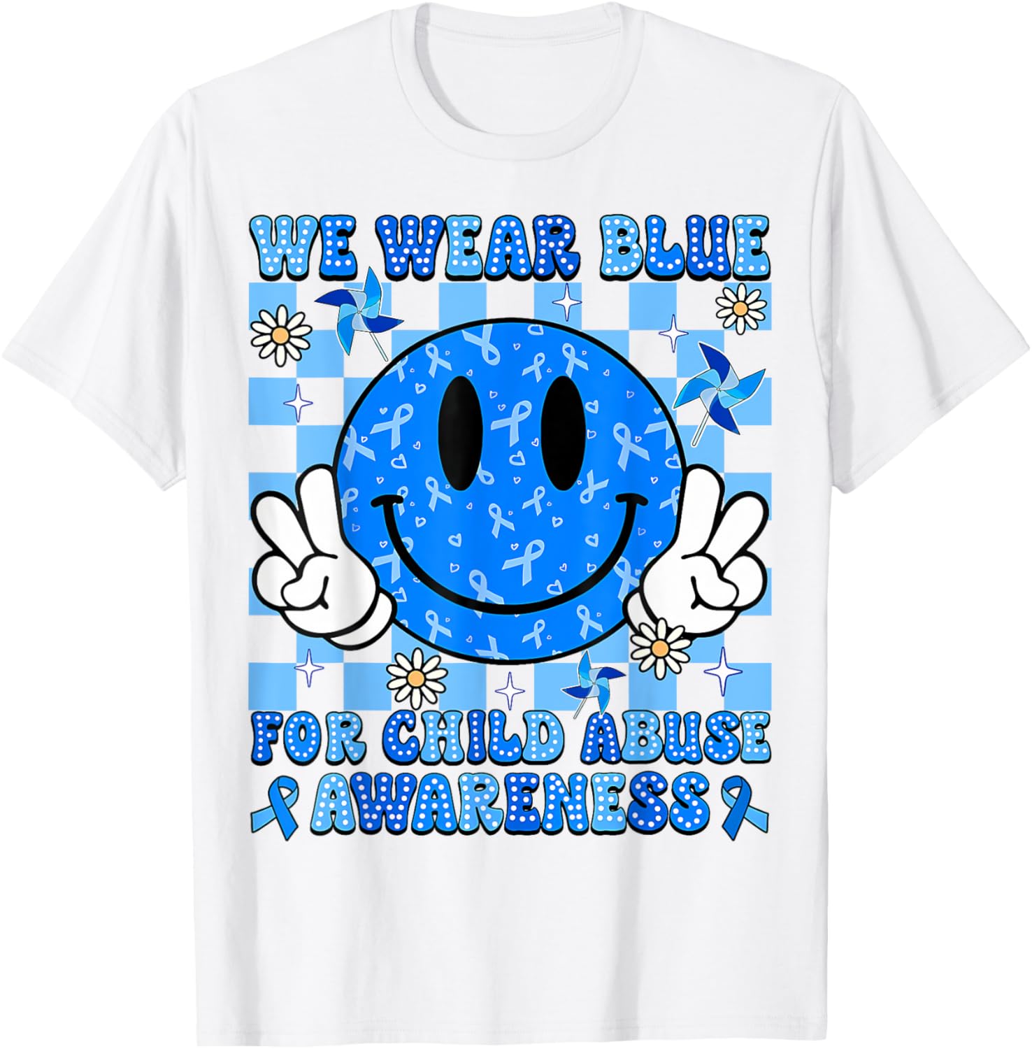 We Wear Blue For Child Abuse Prevention Awareness Peace T-Shirt