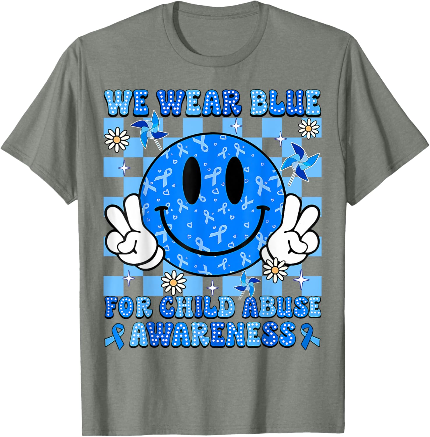We Wear Blue For Child Abuse Prevention Awareness Peace T-Shirt