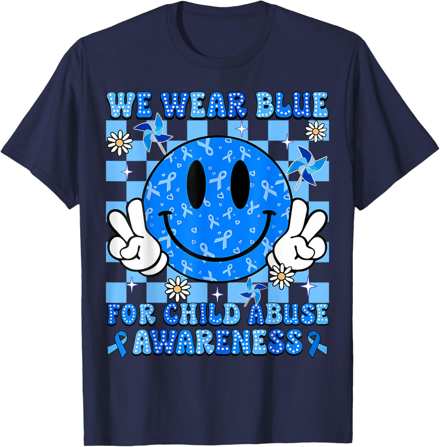 We Wear Blue For Child Abuse Prevention Awareness Peace T-Shirt