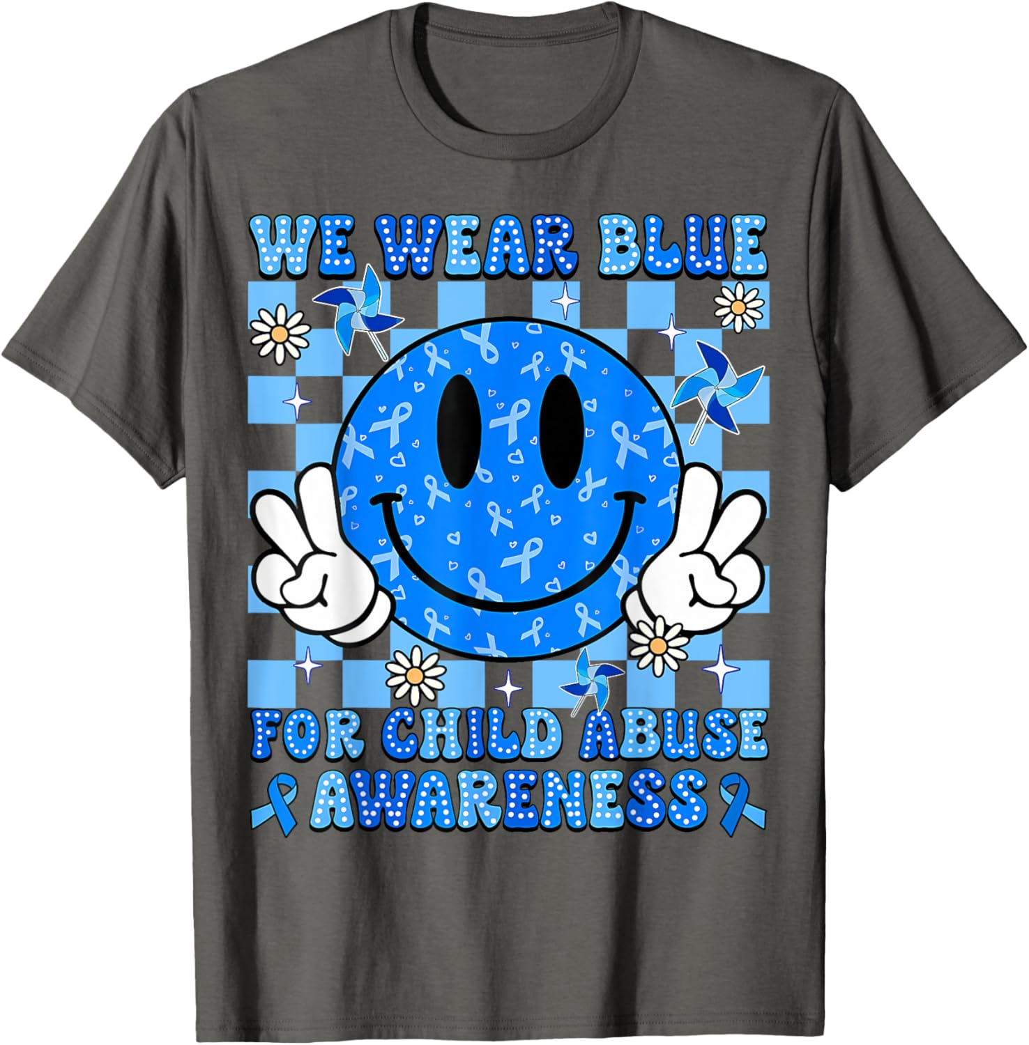 We Wear Blue For Child Abuse Prevention Awareness Peace T-Shirt