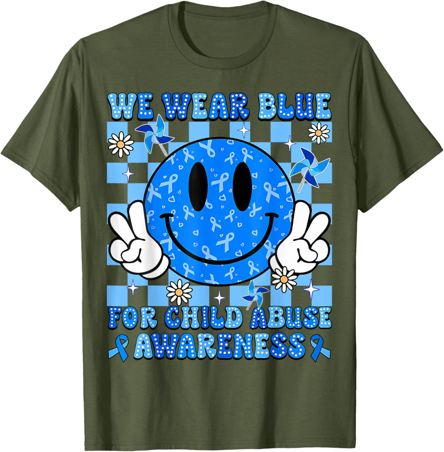 We Wear Blue For Child Abuse Prevention Awareness Peace T-Shirt