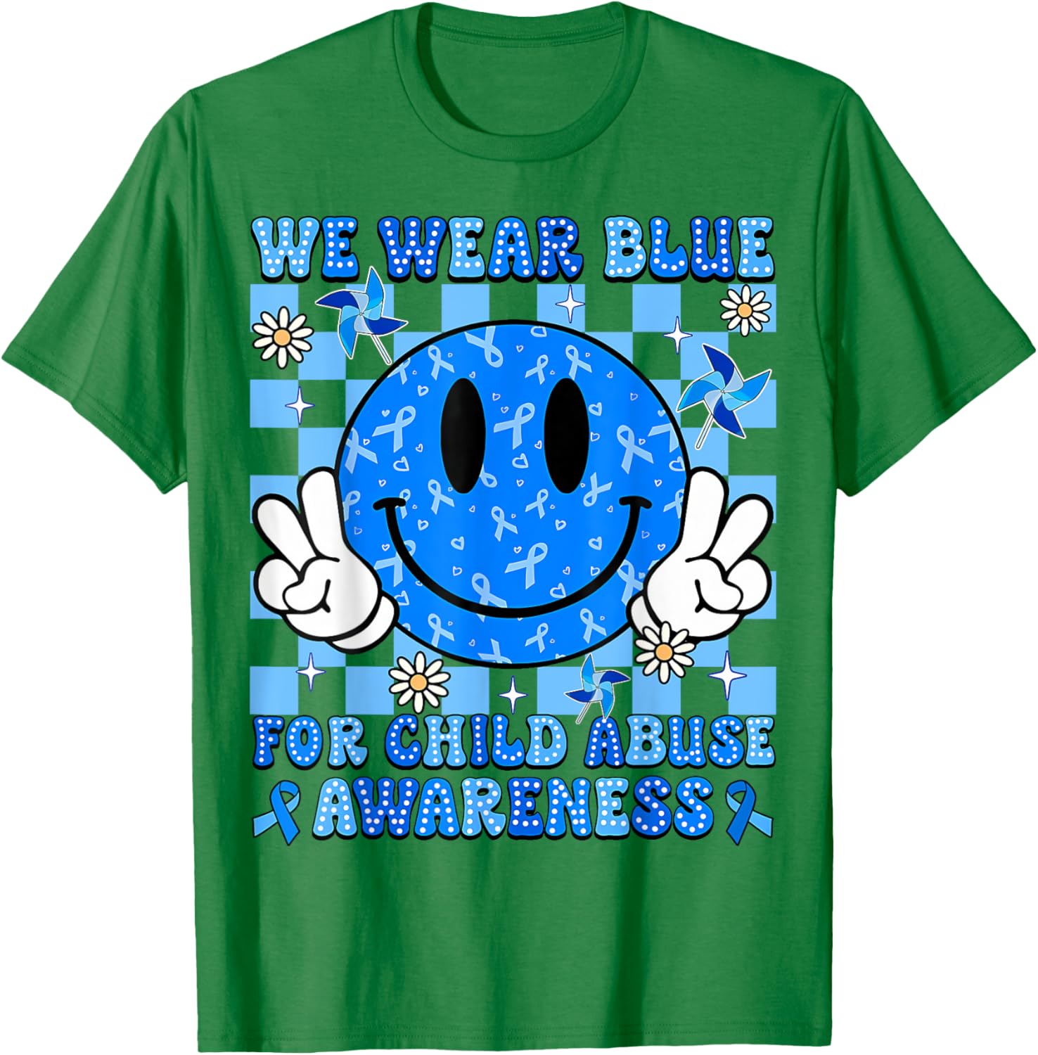 We Wear Blue For Child Abuse Prevention Awareness Peace T-Shirt