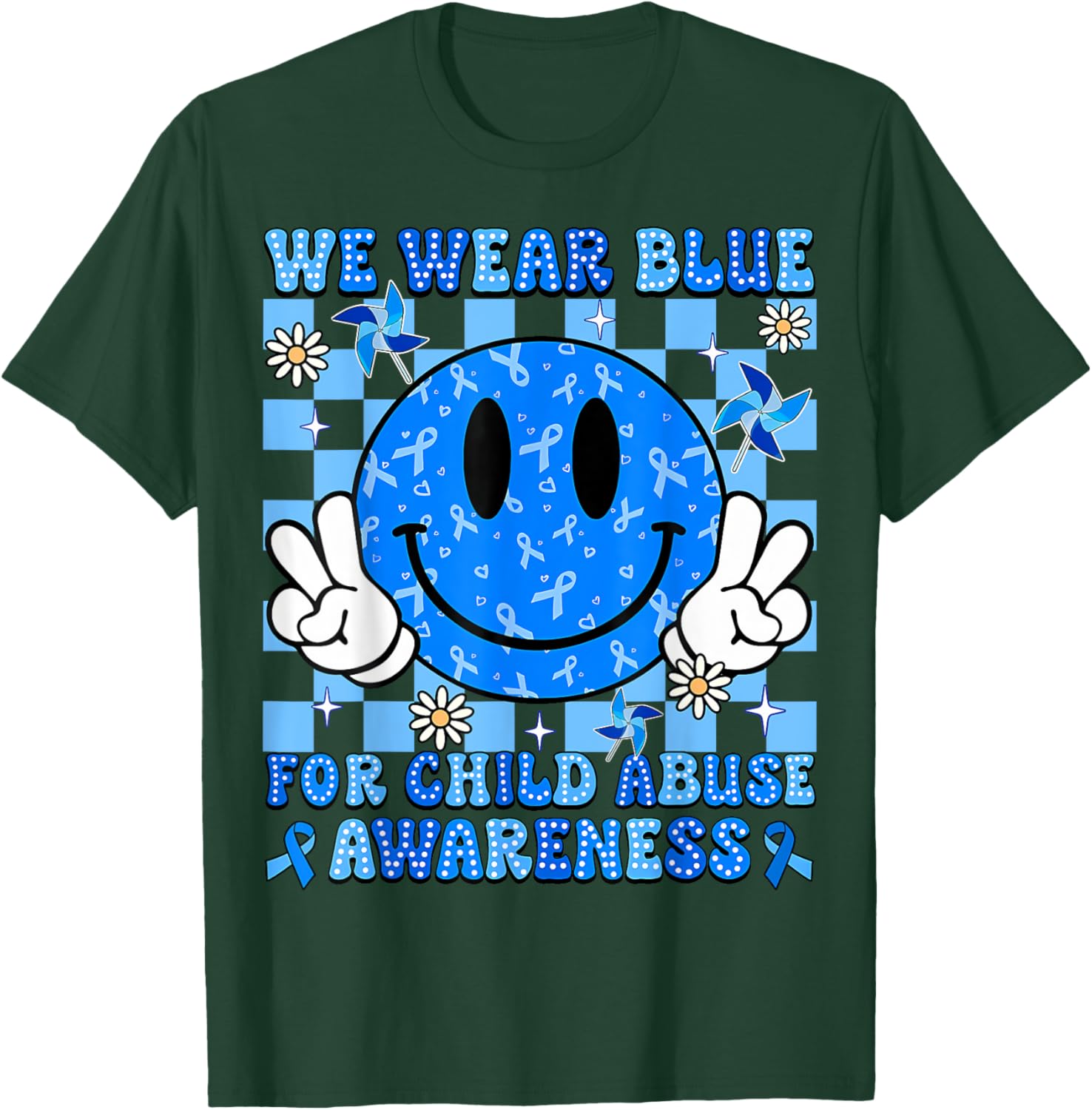 We Wear Blue For Child Abuse Prevention Awareness Peace T-Shirt
