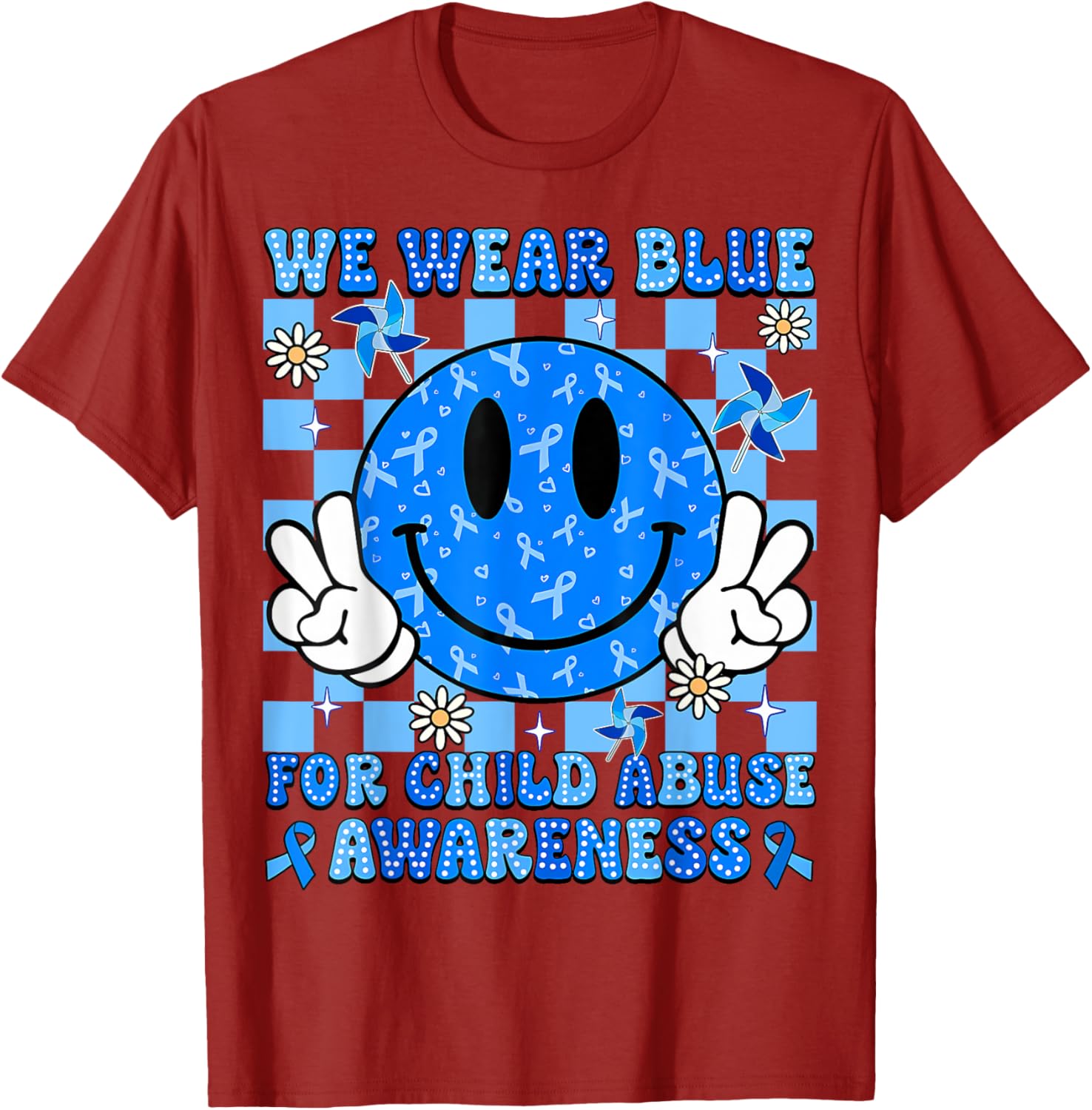 We Wear Blue For Child Abuse Prevention Awareness Peace T-Shirt