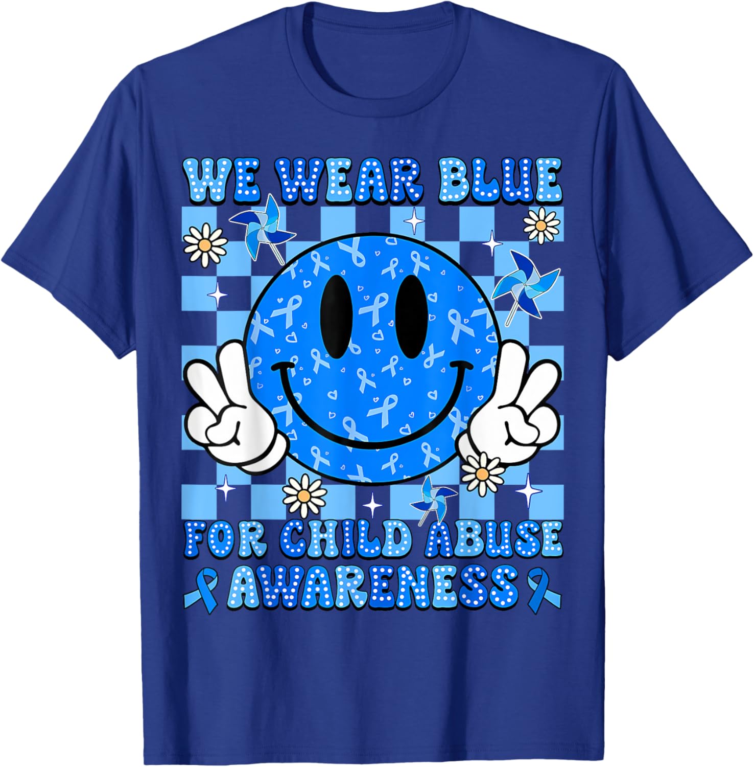 We Wear Blue For Child Abuse Prevention Awareness Peace T-Shirt