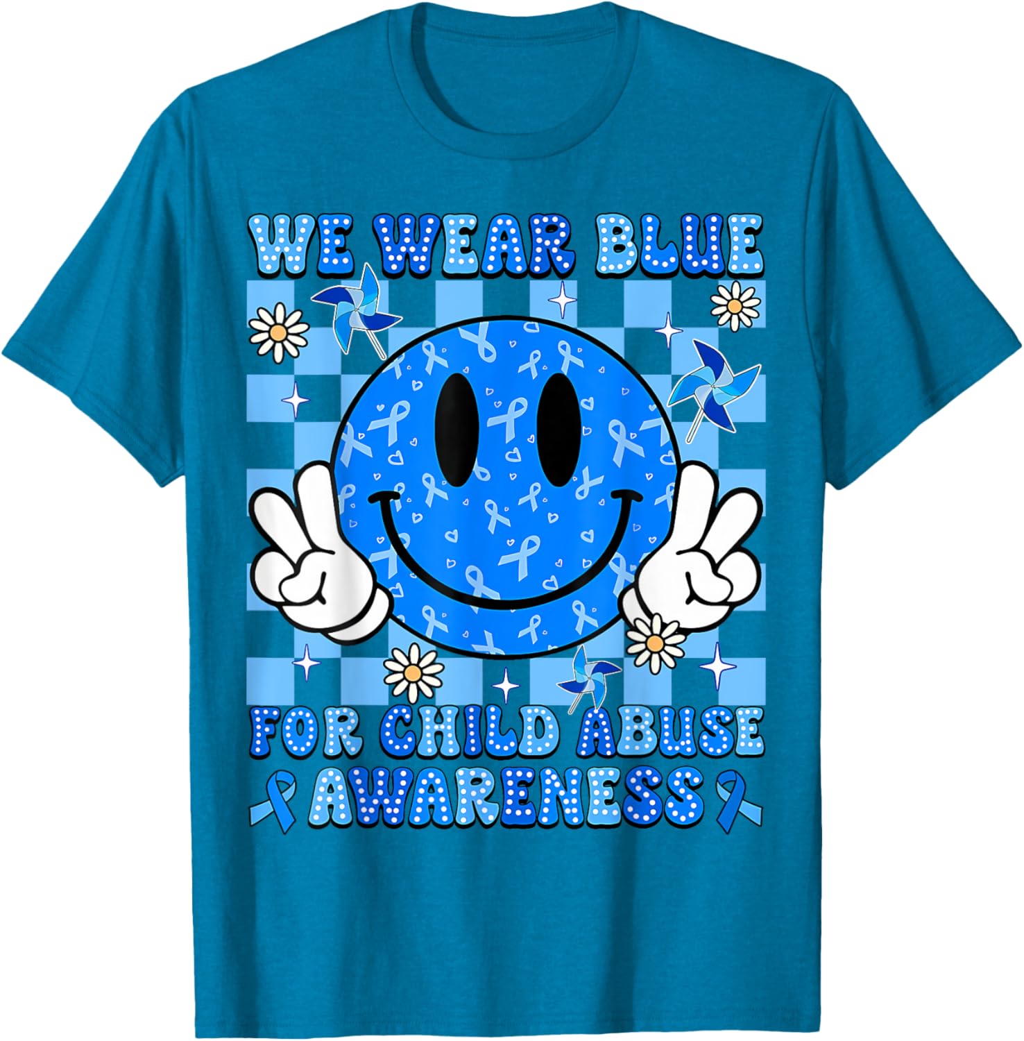 We Wear Blue For Child Abuse Prevention Awareness Peace T-Shirt