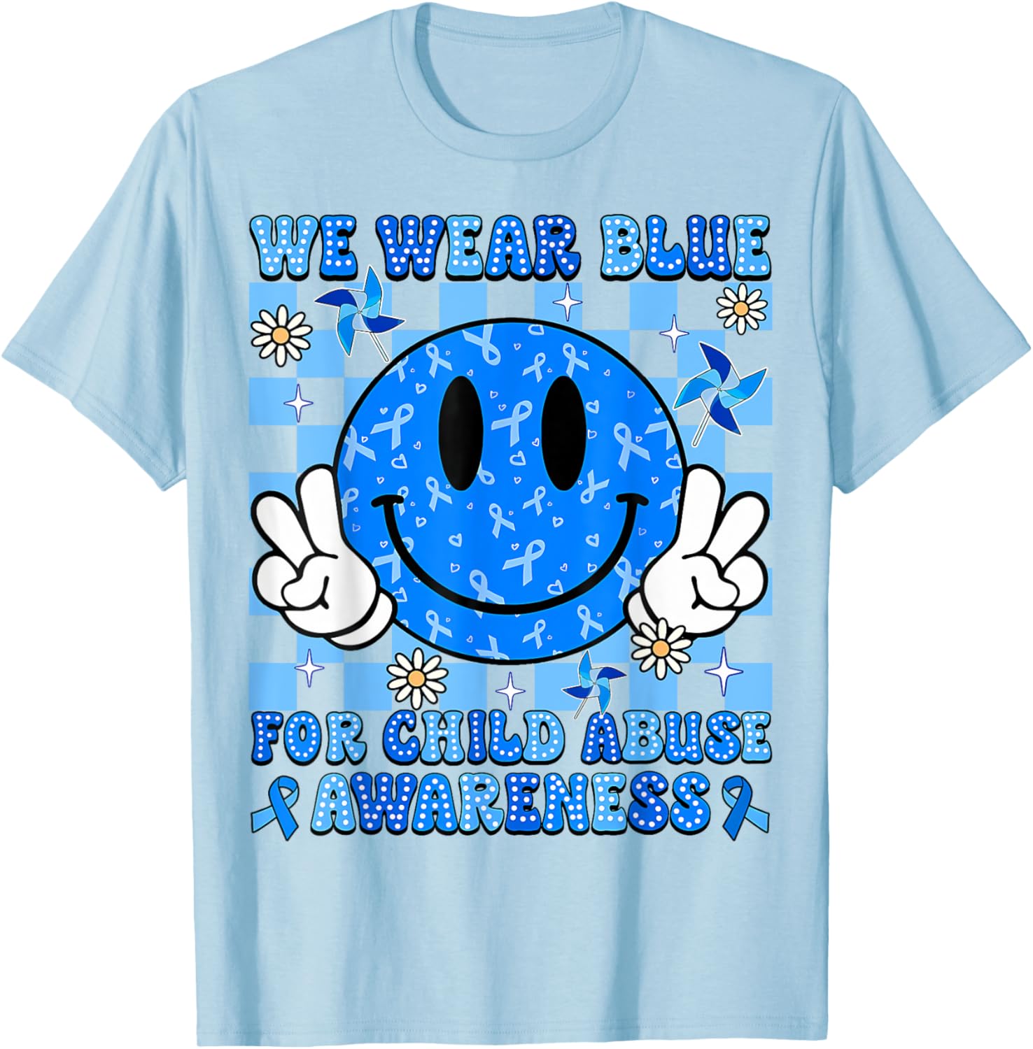 We Wear Blue For Child Abuse Prevention Awareness Peace T-Shirt