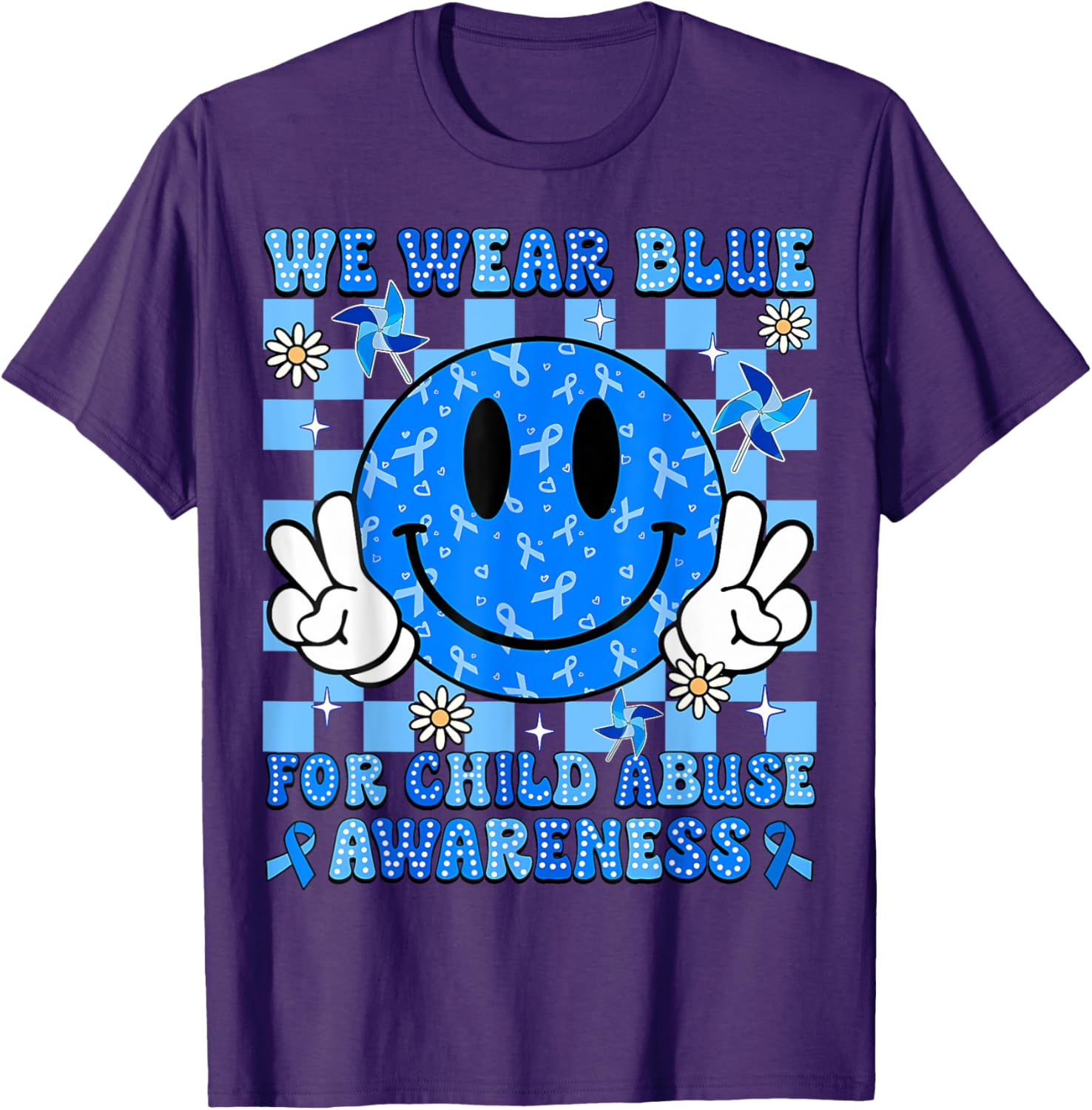 We Wear Blue For Child Abuse Prevention Awareness Peace T-Shirt