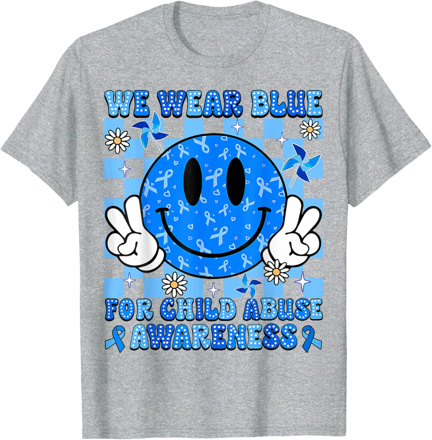 We Wear Blue For Child Abuse Prevention Awareness Peace T-Shirt