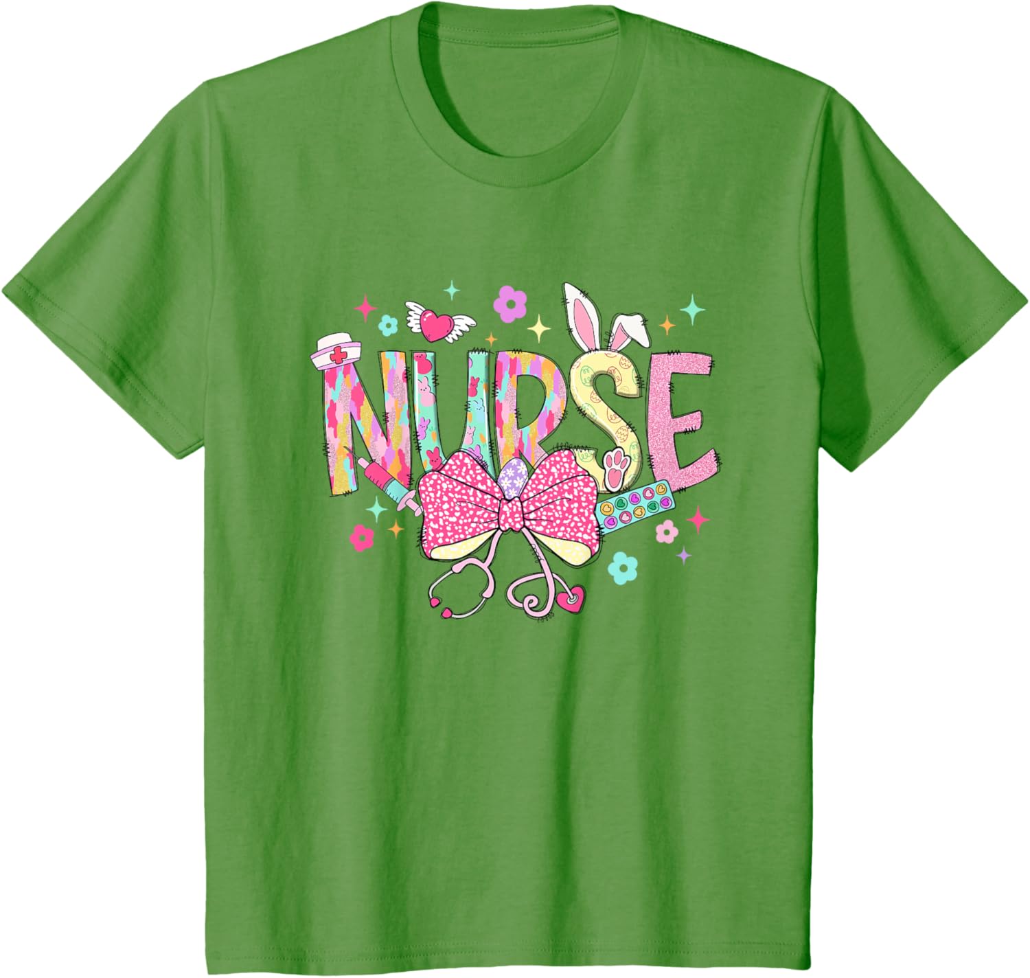 Women Coquette Nurse Stethoscope Scrub Easter Day Nurse Girl T-Shirt