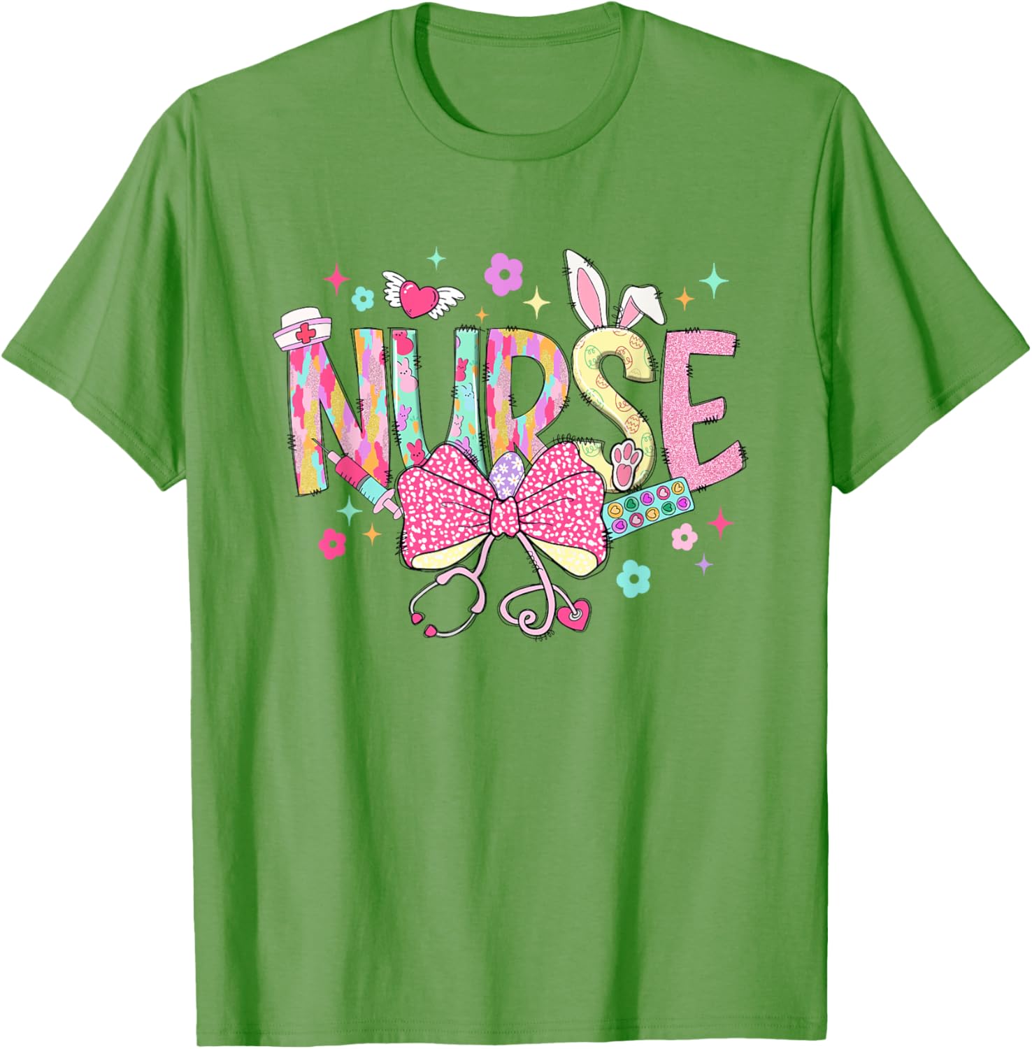 Women Coquette Nurse Stethoscope Scrub Easter Day Nurse Girl T-Shirt