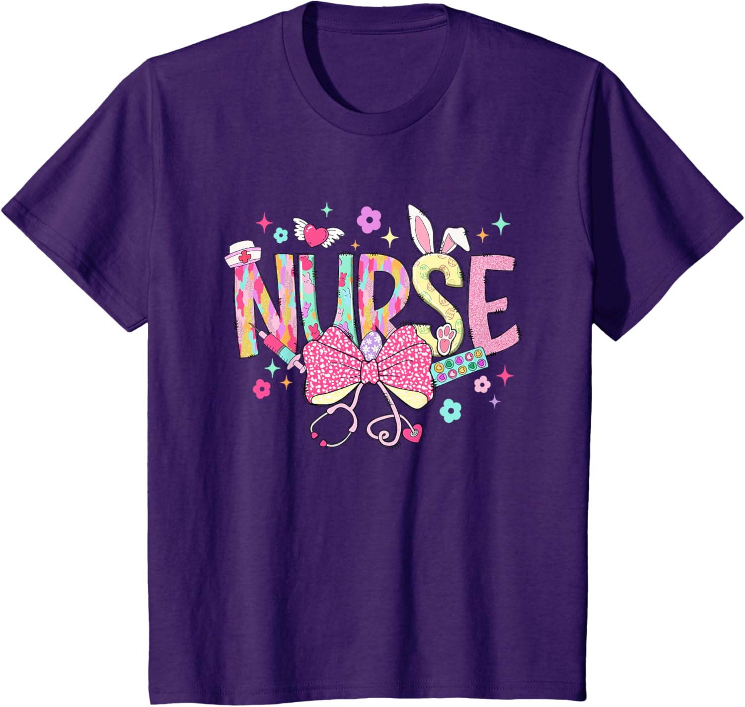 Women Coquette Nurse Stethoscope Scrub Easter Day Nurse Girl T-Shirt