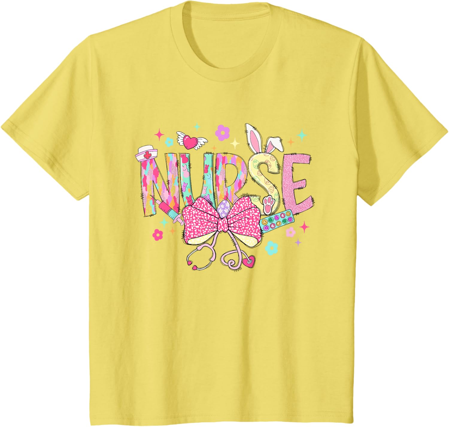 Women Coquette Nurse Stethoscope Scrub Easter Day Nurse Girl T-Shirt