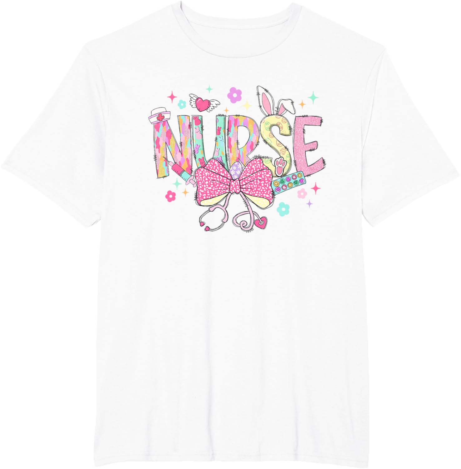 Women Coquette Nurse Stethoscope Scrub Easter Day Nurse Girl T-Shirt