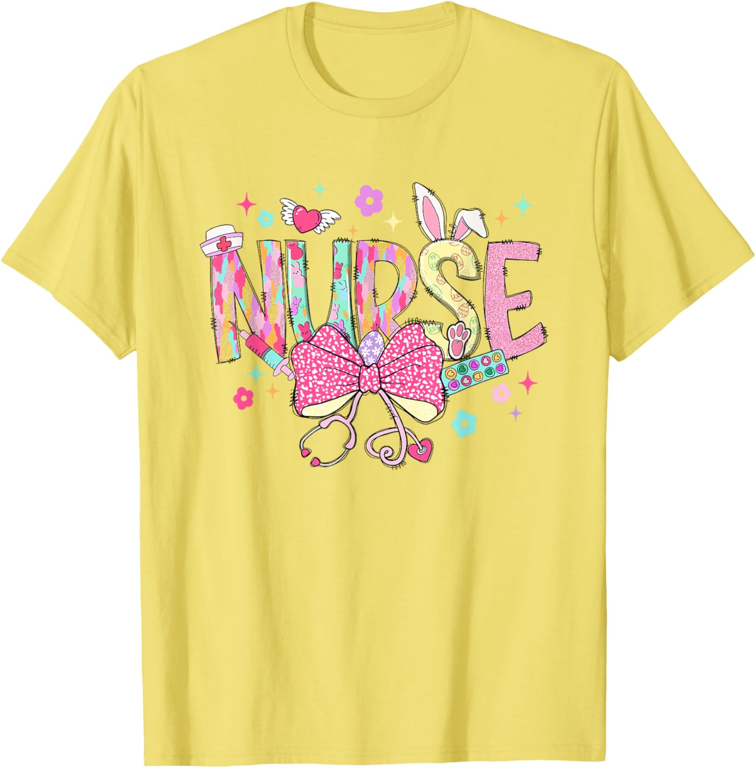 Women Coquette Nurse Stethoscope Scrub Easter Day Nurse Girl T-Shirt